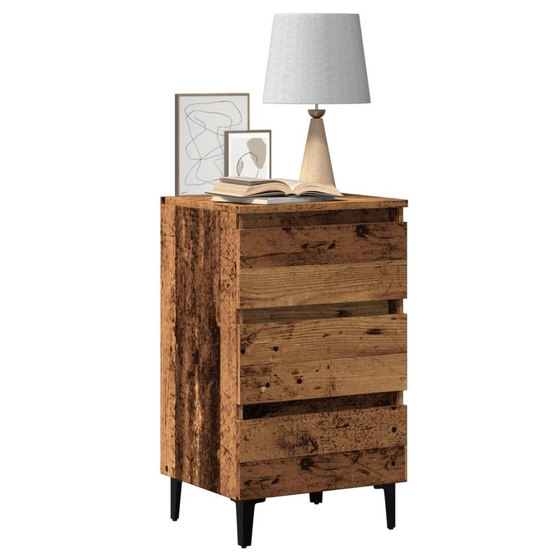 Casa si Gradina - Mobilier - Comode si corpuri - Noptiere - Noptiera cu picioare metalice, lemn vechi, 40x35x69 cm - Infinity.ro