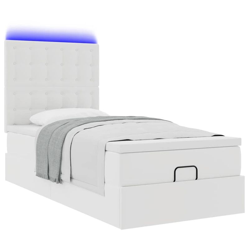 Casa si Gradina - Mobilier - Paturi si accesorii - Paturi - Cadru de pat otoman cu saltea alb 80x200cm piele artificiala - Infinity.ro
