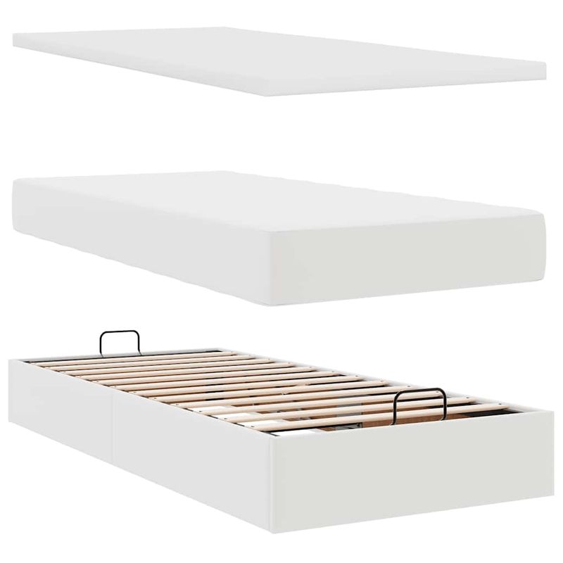 Casa si Gradina - Mobilier - Paturi si accesorii - Paturi - Cadru de pat otoman cu saltea alb 80x200cm piele artificiala - Infinity.ro