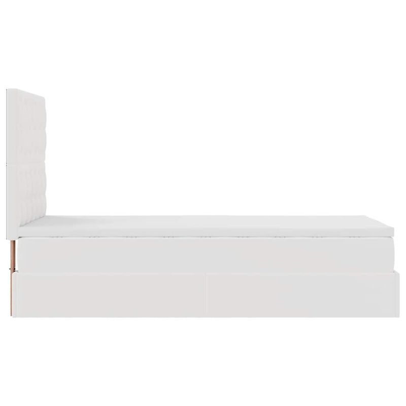 Casa si Gradina - Mobilier - Paturi si accesorii - Paturi - Cadru de pat otoman cu saltea alb 80x200cm piele artificiala - Infinity.ro