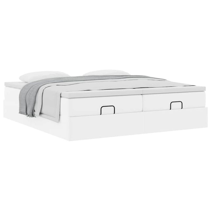 Casa si Gradina - Mobilier - Paturi si accesorii - Paturi - Cadru de pat otoman cu saltele alb 180x200cm piele artificiala - Infinity.ro