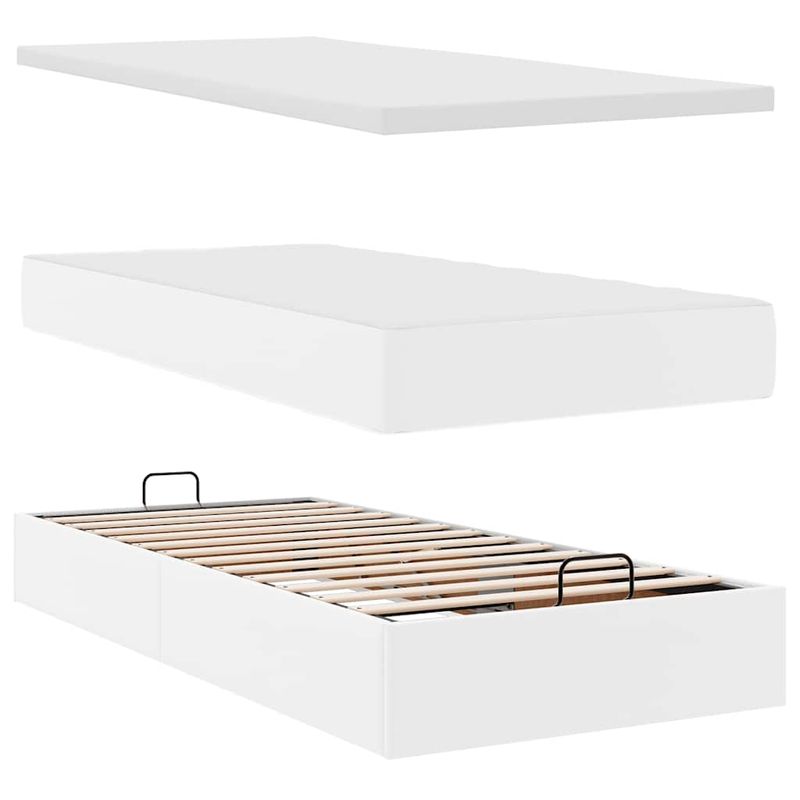 Casa si Gradina - Mobilier - Paturi si accesorii - Paturi - Cadru de pat otoman cu saltele alb 180x200cm piele artificiala - Infinity.ro