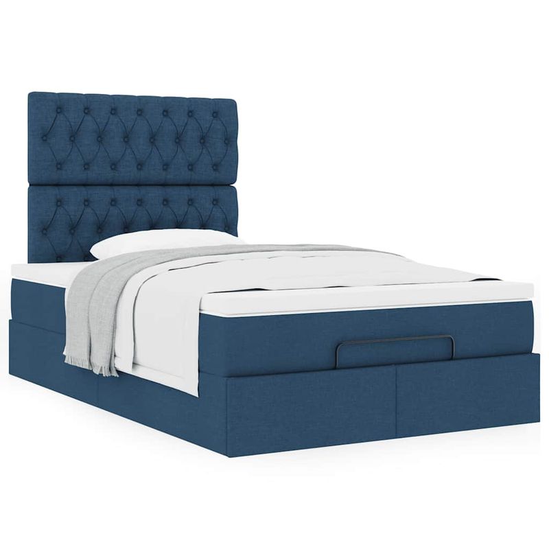Casa si Gradina - Mobilier - Paturi si accesorii - Paturi - Cadru de pat otoman cu saltea 120x190 cm tesatura albastra - Infinity.ro