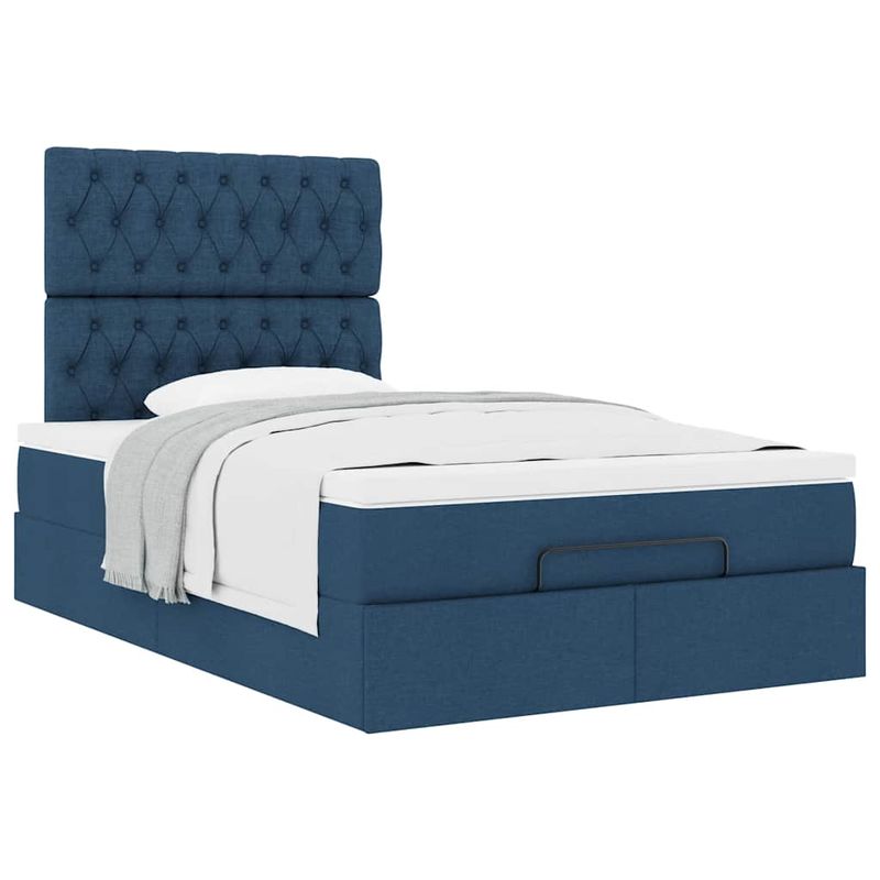 Casa si Gradina - Mobilier - Paturi si accesorii - Paturi - Cadru de pat otoman cu saltea 120x190 cm tesatura albastra - Infinity.ro