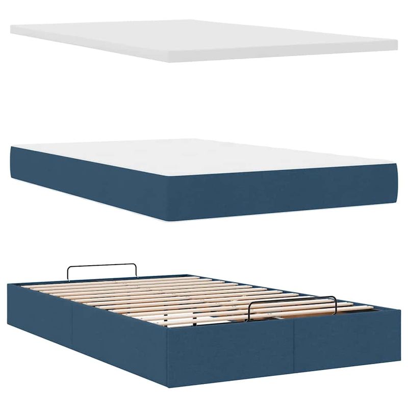Casa si Gradina - Mobilier - Paturi si accesorii - Paturi - Cadru de pat otoman cu saltea 120x190 cm tesatura albastra - Infinity.ro