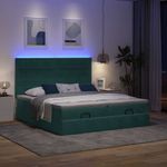 Casa si Gradina - Mobilier - Paturi si accesorii - Paturi - Cadru de pat otoman cu saltele Verde inchis 200x200cm catifea - Infinity.ro
