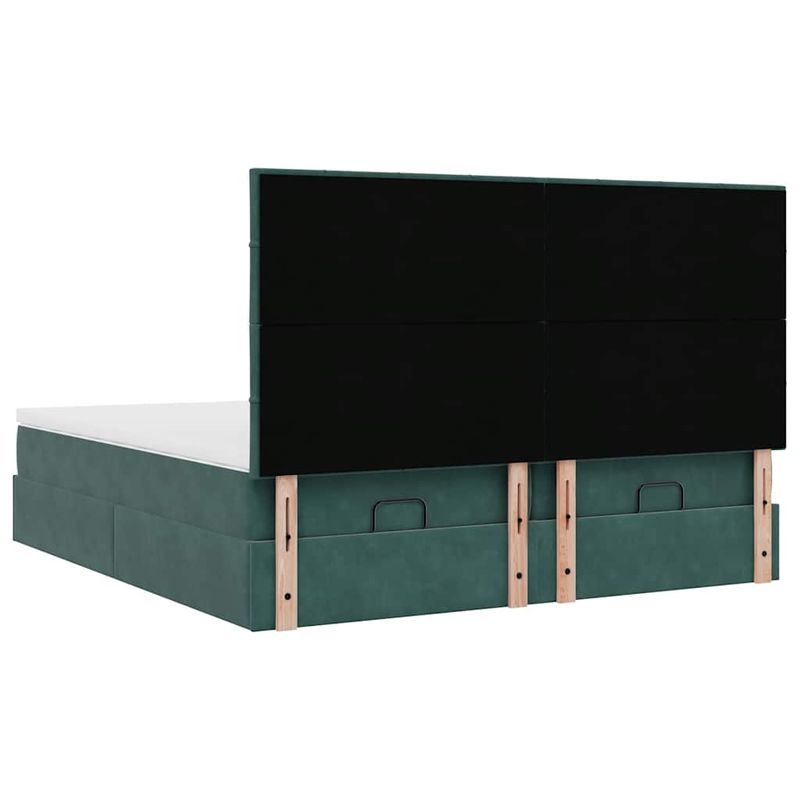 Casa si Gradina - Mobilier - Paturi si accesorii - Paturi - Cadru de pat otoman cu saltele Verde inchis 200x200cm catifea - Infinity.ro