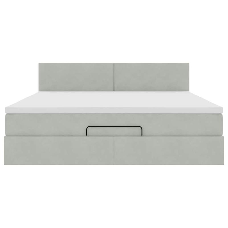 Casa si Gradina - Mobilier - Paturi si accesorii - Paturi - Cadru de pat otoman cu saltea Gri deschis 180x200cm catifea - Infinity.ro