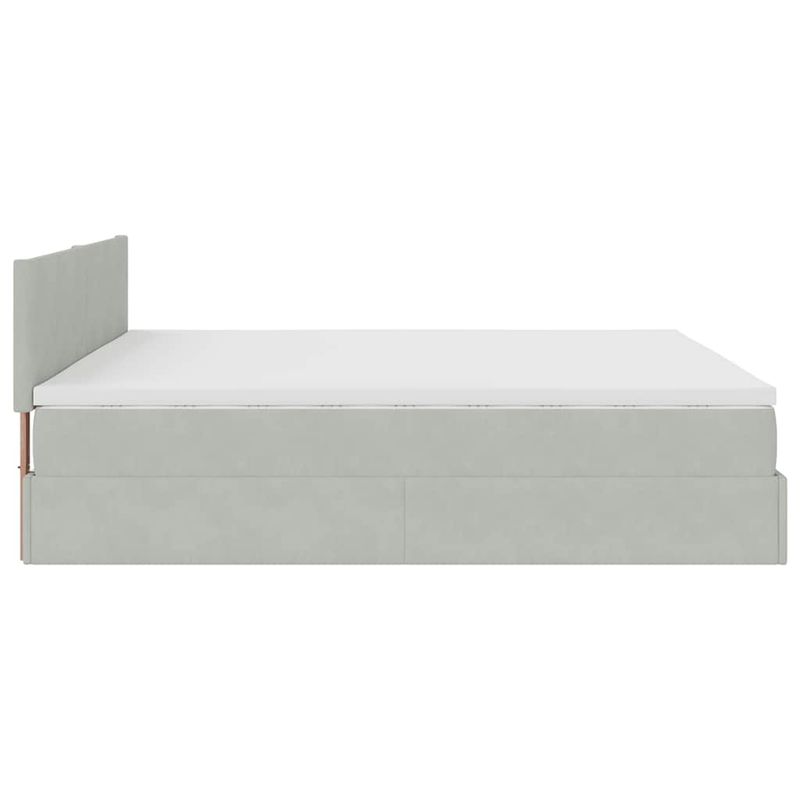 Casa si Gradina - Mobilier - Paturi si accesorii - Paturi - Cadru de pat otoman cu saltea Gri deschis 180x200cm catifea - Infinity.ro