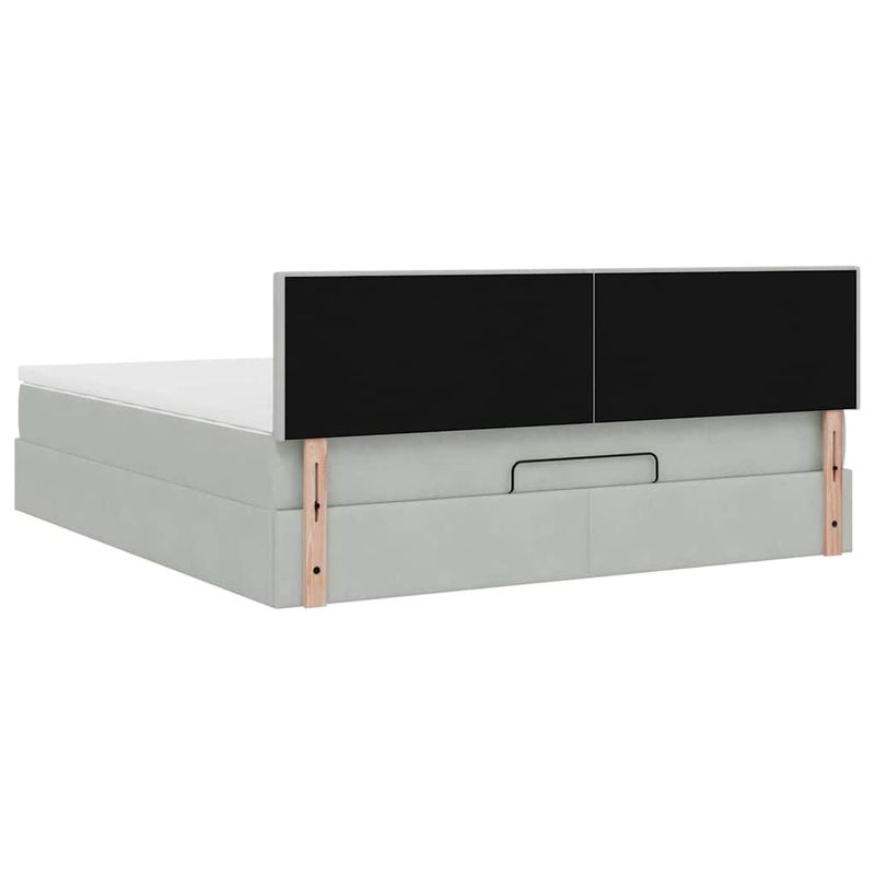 Casa si Gradina - Mobilier - Paturi si accesorii - Paturi - Cadru de pat otoman cu saltea Gri deschis 180x200cm catifea - Infinity.ro