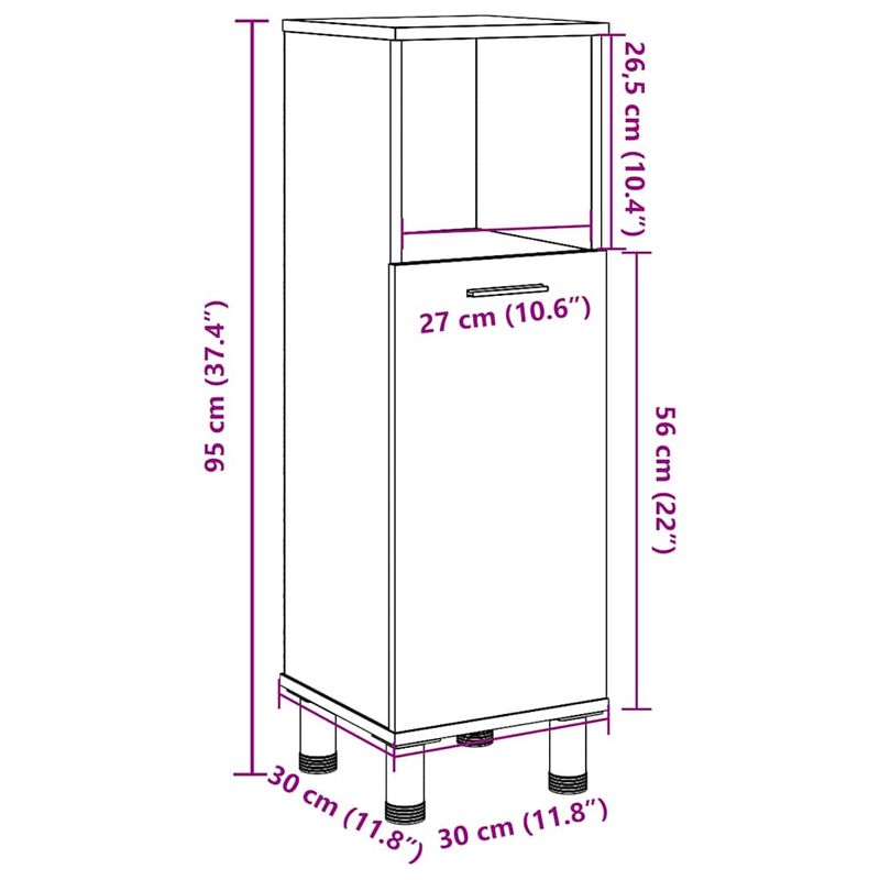 Casa si Gradina - Mobilier - Mobilier baie - Comode baie - Dulap de baie, lemn vechi, 30x30x95 cm, PAL - Infinity.ro