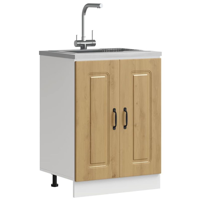 Casa si Gradina - Mobilier - Comode si corpuri - Corpuri bucatarie - Dulap de baza pentru chiuveta „Kalmar” Stejar Artisan Lemn - Infinity.ro