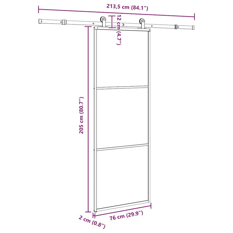 Casa si Gradina - Constructii - Usi interior, exterior si garaj - Usi interior - Usa glisanta cu set feronerie, 76x205 cm, sticla ESG/aluminiu - Infinity.ro