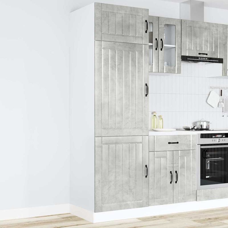 Casa si Gradina - Mobilier - Comode si corpuri - Corpuri bucatarie - Dulap de bucatarie „Lucca” Lemn prelucrat gri beton, model 1x bufet, mărime 60x57x207 cm - Infinity.ro