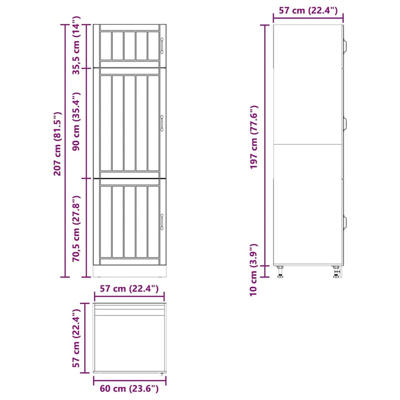 Casa si Gradina - Mobilier - Comode si corpuri - Corpuri bucatarie - Dulap de bucatarie „Lucca” Lemn prelucrat gri beton, model 1x bufet, mărime 60x57x207 cm - Infinity.ro