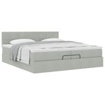 Casa si Gradina - Mobilier - Paturi si accesorii - Paturi - Cadru pat otoman cu saltea gri deschis 200x200 cm catifea, model cu blocuri pătrate - Infinity.ro