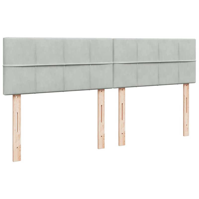 Casa si Gradina - Mobilier - Paturi si accesorii - Paturi - Cadru pat otoman cu saltea gri deschis 200x200 cm catifea, model cu blocuri pătrate - Infinity.ro