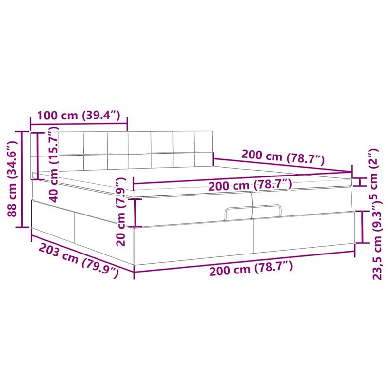 Casa si Gradina - Mobilier - Paturi si accesorii - Paturi - Cadru pat otoman cu saltea gri deschis 200x200 cm catifea, model cu blocuri pătrate - Infinity.ro