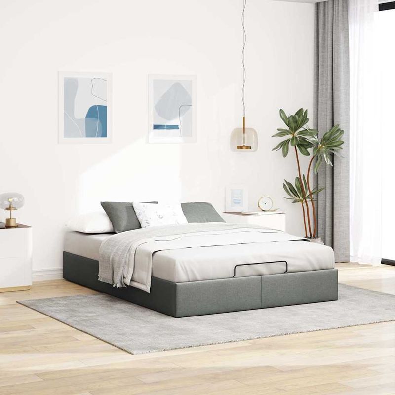 Casa si Gradina - Mobilier - Paturi si accesorii - Paturi - Cadru pat otoman fara saltea Gri inchis 140x190 cm tesatura - Infinity.ro