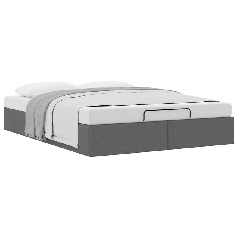 Casa si Gradina - Mobilier - Paturi si accesorii - Paturi - Cadru pat otoman fara saltea Gri inchis 140x190 cm tesatura - Infinity.ro