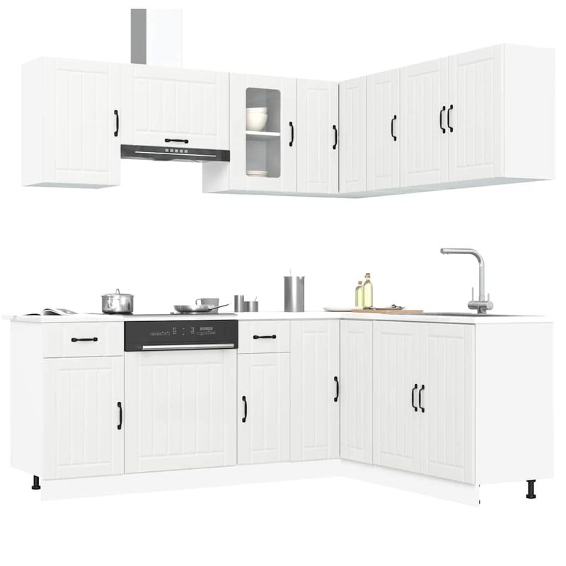 Casa si Gradina - Mobilier - Comode si corpuri - Corpuri bucatarie - Set dulap de bucatarie din 11 piese „Kalmar” Lemn prelucrat alb - Infinity.ro