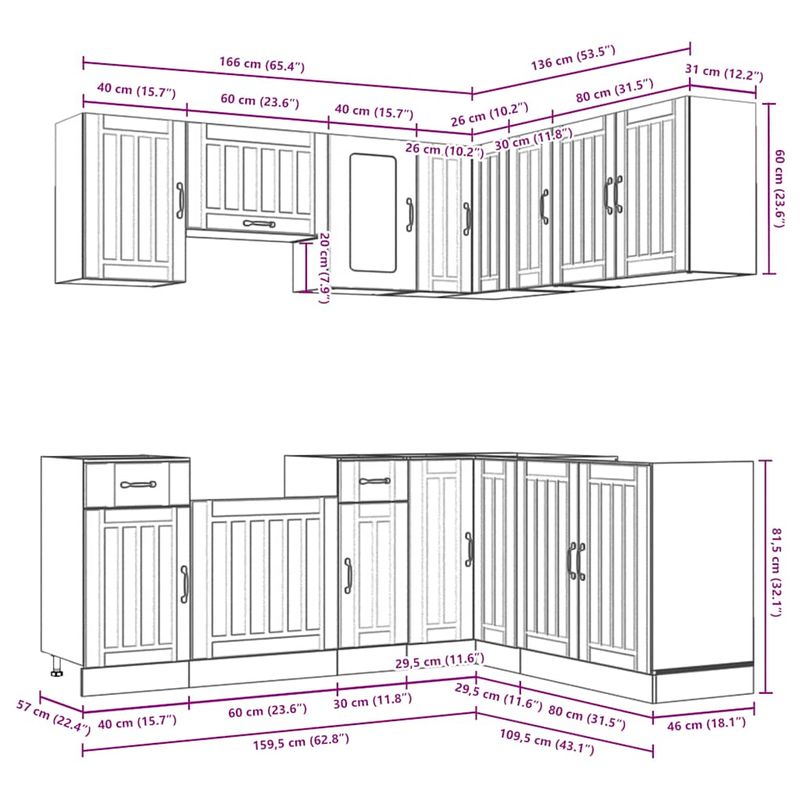 Casa si Gradina - Mobilier - Comode si corpuri - Corpuri bucatarie - Set dulap de bucatarie din 11 piese „Kalmar” Lemn prelucrat alb - Infinity.ro