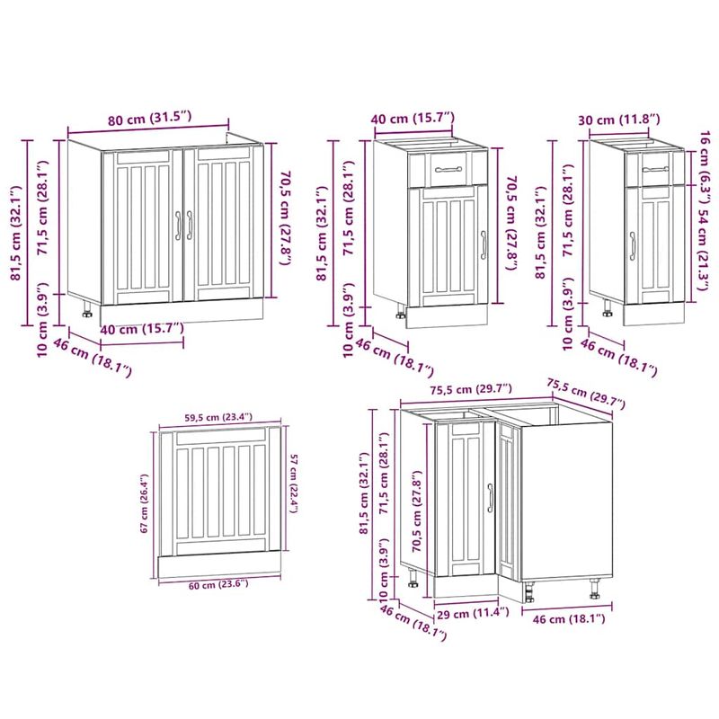 Casa si Gradina - Mobilier - Comode si corpuri - Corpuri bucatarie - Set dulap de bucatarie din 11 piese „Kalmar” Lemn prelucrat alb - Infinity.ro