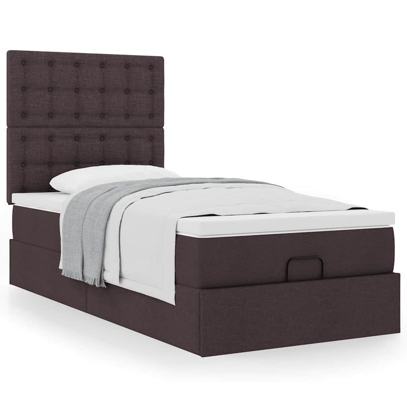 Casa si Gradina - Mobilier - Paturi si accesorii - Paturi - Cadru de pat otoman cu saltele tesatura maro inchis 80x200cm - Infinity.ro
