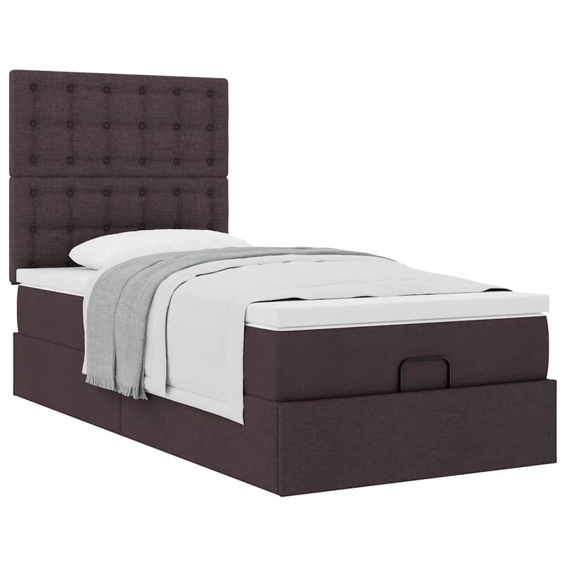 Casa si Gradina - Mobilier - Paturi si accesorii - Paturi - Cadru de pat otoman cu saltele tesatura maro inchis 80x200cm - Infinity.ro