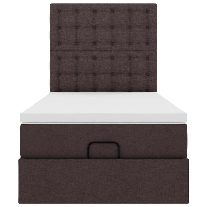 Casa si Gradina - Mobilier - Paturi si accesorii - Paturi - Cadru de pat otoman cu saltele tesatura maro inchis 80x200cm - Infinity.ro