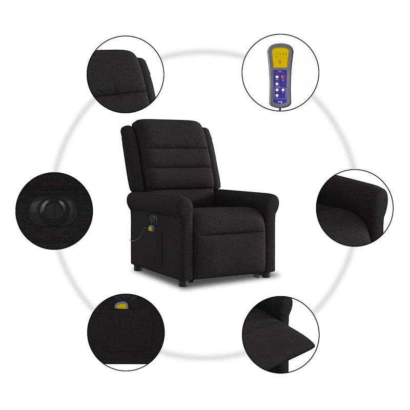 Ingrijire personala si Cosmetice - Sanatate si wellness - Articole wellness - Fotolii de masaj - Fotoliu electric de masaj rabatabil cu ridicare, negru, textil - Infinity.ro