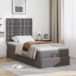 Casa si Gradina - Mobilier - Paturi si accesorii - Paturi - Cadru de pat otoman cu saltea gri 80x200cm piele artificiala - Infinity.ro