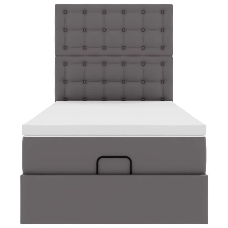 Casa si Gradina - Mobilier - Paturi si accesorii - Paturi - Cadru de pat otoman cu saltea gri 80x200cm piele artificiala - Infinity.ro
