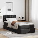 Casa si Gradina - Mobilier - Paturi si accesorii - Paturi - Cadru de pat otoman cu saltea neagra 80x200cm piele artificiala - Infinity.ro
