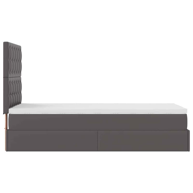 Casa si Gradina - Mobilier - Paturi si accesorii - Paturi - Cadru de pat otoman cu saltea gri 80x200cm piele artificiala - Infinity.ro
