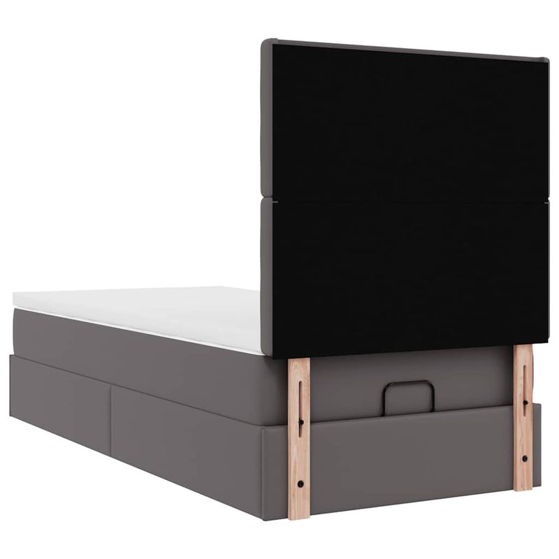 Casa si Gradina - Mobilier - Paturi si accesorii - Paturi - Cadru de pat otoman cu saltea gri 80x200cm piele artificiala - Infinity.ro