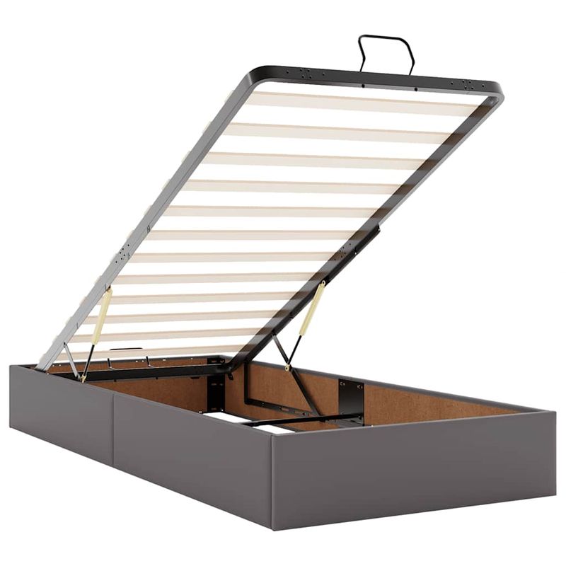 Casa si Gradina - Mobilier - Paturi si accesorii - Paturi - Cadru de pat otoman cu saltea gri 80x200cm piele artificiala - Infinity.ro