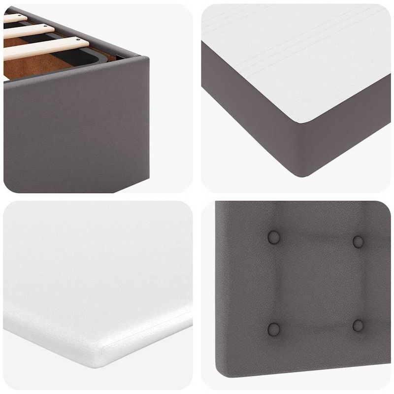 Casa si Gradina - Mobilier - Paturi si accesorii - Paturi - Cadru de pat otoman cu saltea gri 80x200cm piele artificiala - Infinity.ro