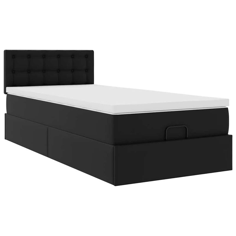 Casa si Gradina - Mobilier - Paturi si accesorii - Paturi - Cadru de pat otoman cu saltea neagra 80x200cm piele artificiala - Infinity.ro