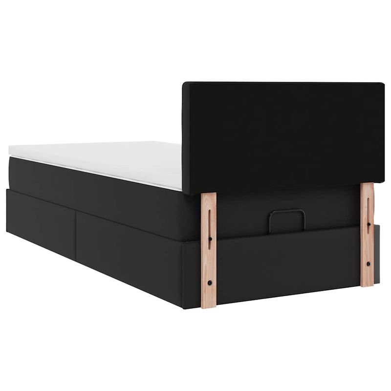 Casa si Gradina - Mobilier - Paturi si accesorii - Paturi - Cadru de pat otoman cu saltea neagra 80x200cm piele artificiala - Infinity.ro