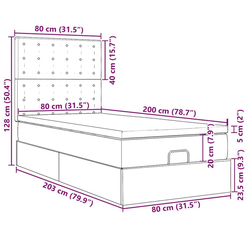Casa si Gradina - Mobilier - Paturi si accesorii - Paturi - Cadru de pat otoman cu saltea gri 80x200cm piele artificiala - Infinity.ro