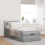 Casa si Gradina - Mobilier - Paturi si accesorii - Paturi - Cadru pat otoman cu saltea tesatura gri deschis 90x200cm - Infinity.ro