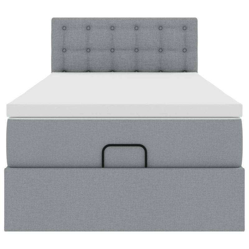 Casa si Gradina - Mobilier - Paturi si accesorii - Paturi - Cadru pat otoman cu saltea tesatura gri deschis 90x200cm - Infinity.ro
