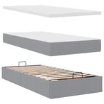 Casa si Gradina - Mobilier - Paturi si accesorii - Paturi - Cadru pat otoman cu saltea tesatura gri deschis 90x200cm - Infinity.ro