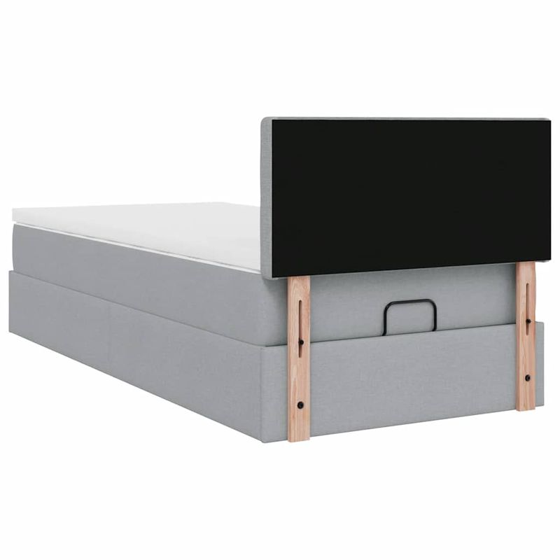 Casa si Gradina - Mobilier - Paturi si accesorii - Paturi - Cadru pat otoman cu saltea tesatura gri deschis 90x200cm - Infinity.ro