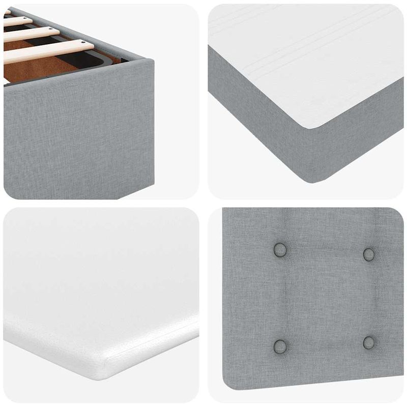 Casa si Gradina - Mobilier - Paturi si accesorii - Paturi - Cadru pat otoman cu saltea tesatura gri deschis 90x200cm - Infinity.ro