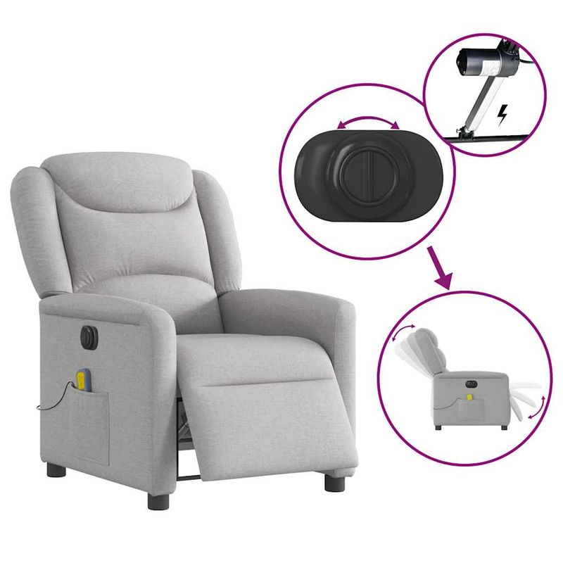 Ingrijire personala si Cosmetice - Sanatate si wellness - Articole wellness - Fotolii de masaj - Fotoliu reclinabil electric pentru masaj Cloud Grey Fabric - Infinity.ro