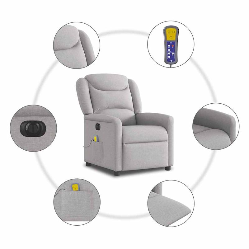 Ingrijire personala si Cosmetice - Sanatate si wellness - Articole wellness - Fotolii de masaj - Fotoliu reclinabil electric pentru masaj Cloud Grey Fabric - Infinity.ro