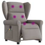 Ingrijire personala si Cosmetice - Sanatate si wellness - Articole wellness - Fotolii de masaj - Fotoliu electric de masaj rabatabil, gri taupe, textil - Infinity.ro