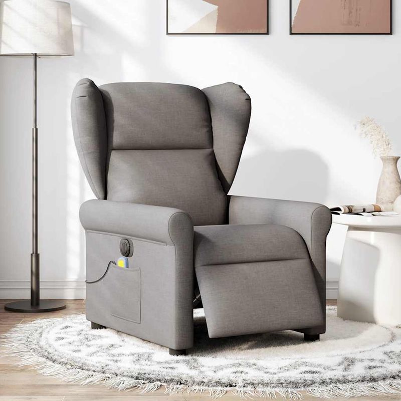 Ingrijire personala si Cosmetice - Sanatate si wellness - Articole wellness - Fotolii de masaj - Fotoliu electric de masaj rabatabil, gri taupe, textil - Infinity.ro